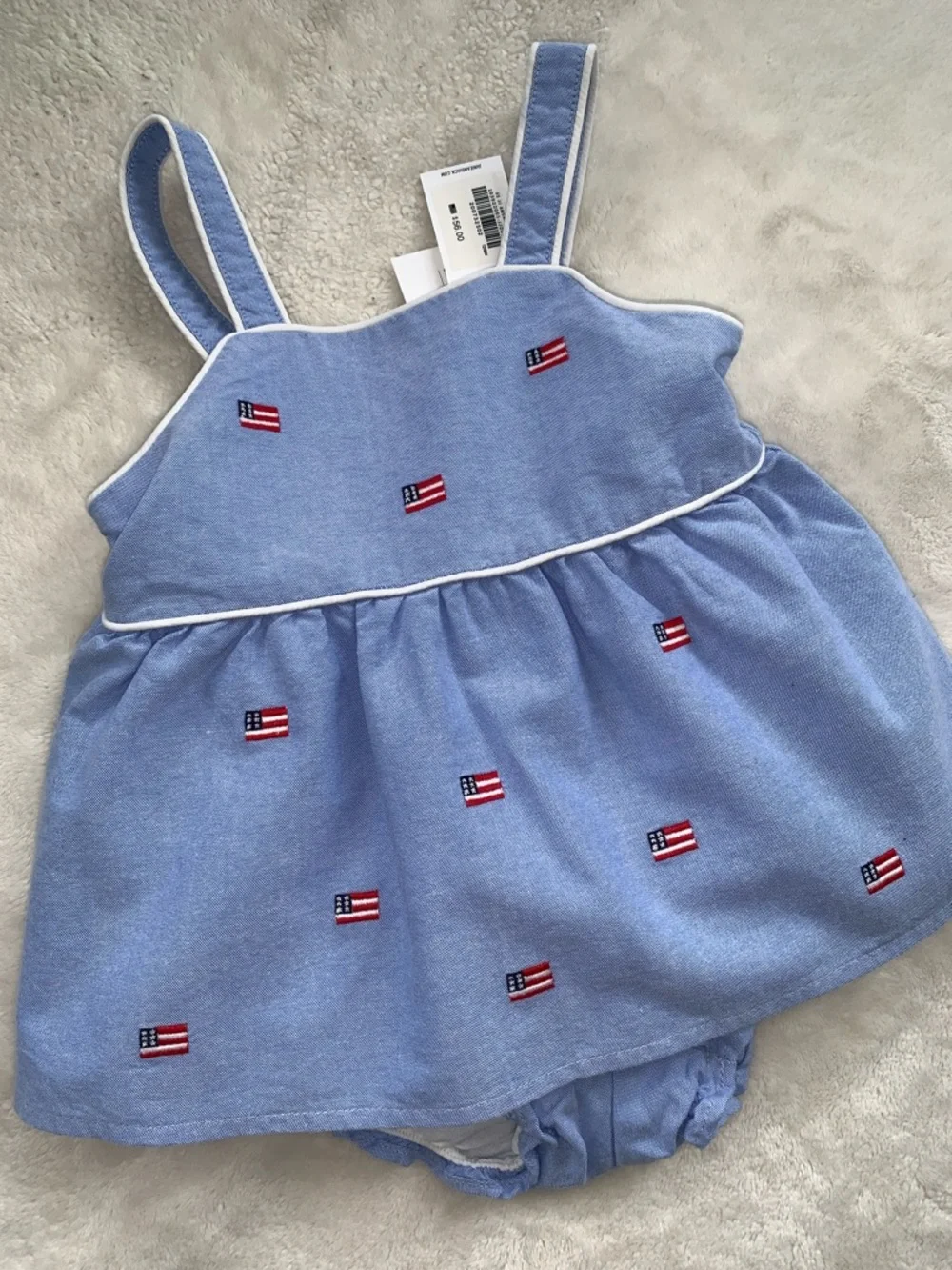 NWT Janie and Jack Embroidered Flag Set 12-18M Baby Girl Patriotic - Picture 6 of 8